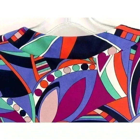 Jude Connally Sz S Megan Dress Retro Print Purple Stretch A-line Mod 60's Funky - Picture 11 of 16